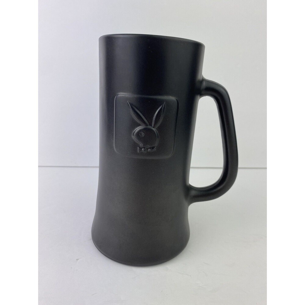 Vintage Playboy Bunny Black Glass 3 HUGH Hefner 1970’s Mug Collectable RARE